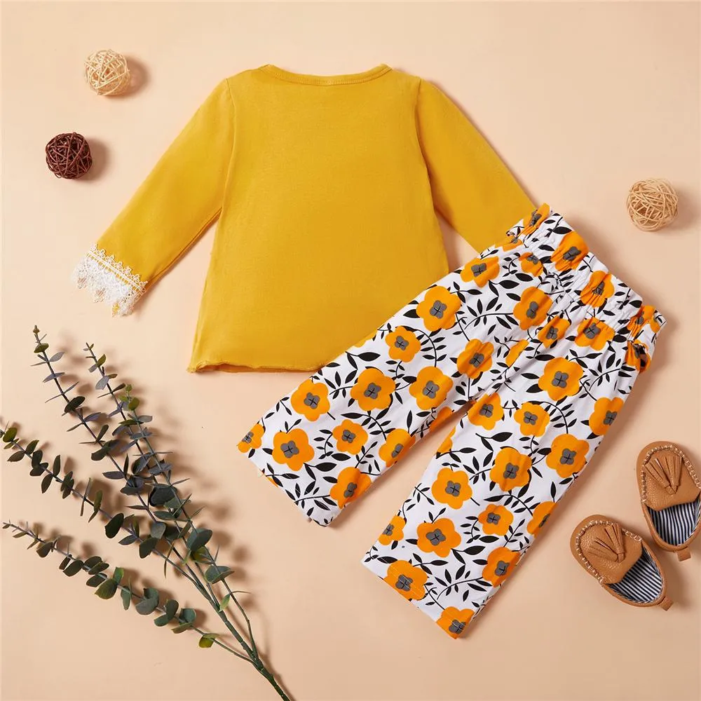 Girls Floral Printed Long Sleeve Top & Trousers Girls Clothing Wholesale
