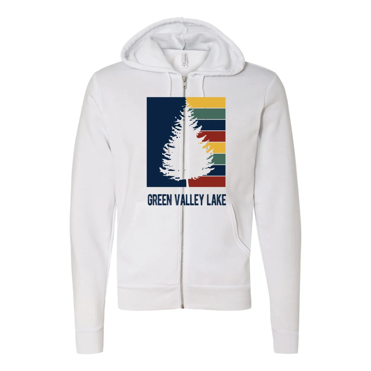 Green Valley Lake Striped Tree - Zip-up Hoodie
