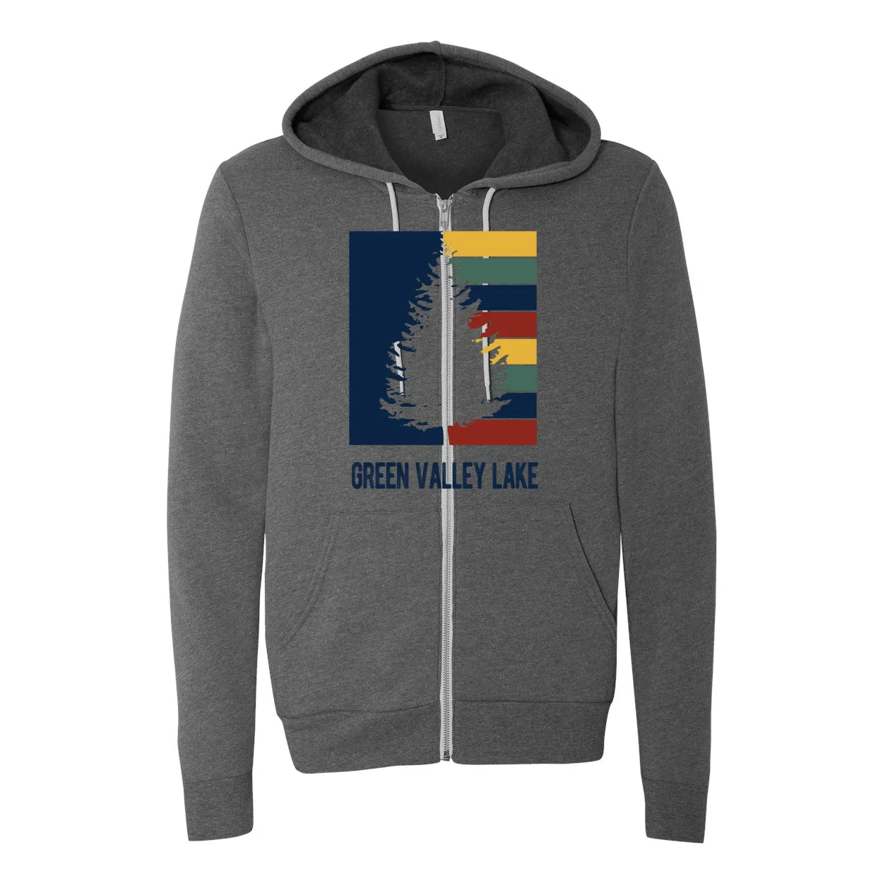 Green Valley Lake Striped Tree - Zip-up Hoodie