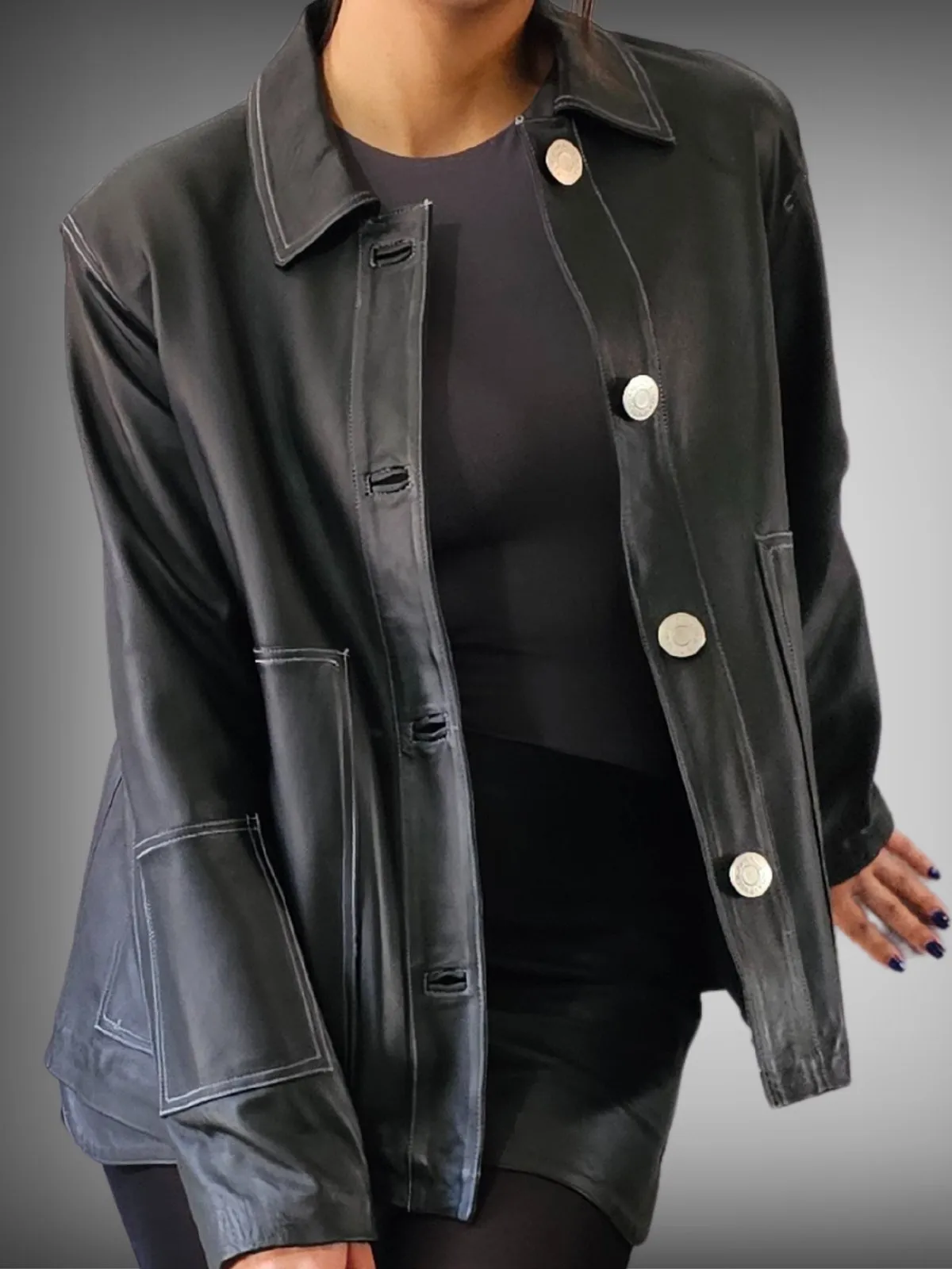 Handcrafted Oversized Sheepskin Leather Trucker Jacket – Stylish & Timeless