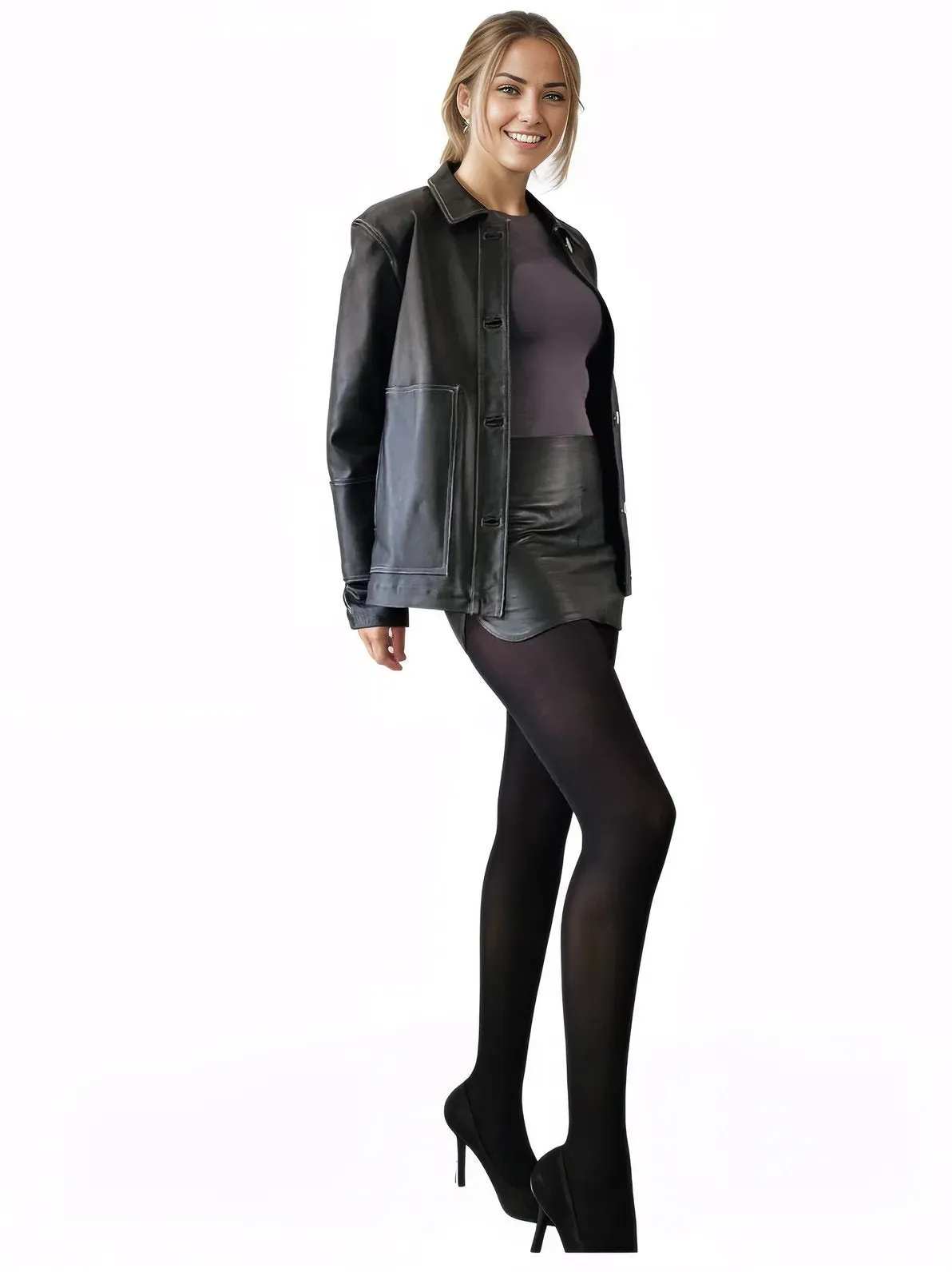 Handcrafted Oversized Sheepskin Leather Trucker Jacket – Stylish & Timeless