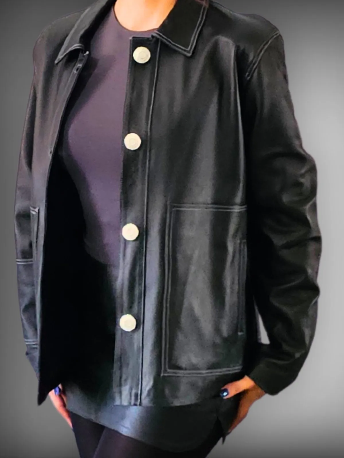 Handcrafted Oversized Sheepskin Leather Trucker Jacket – Stylish & Timeless
