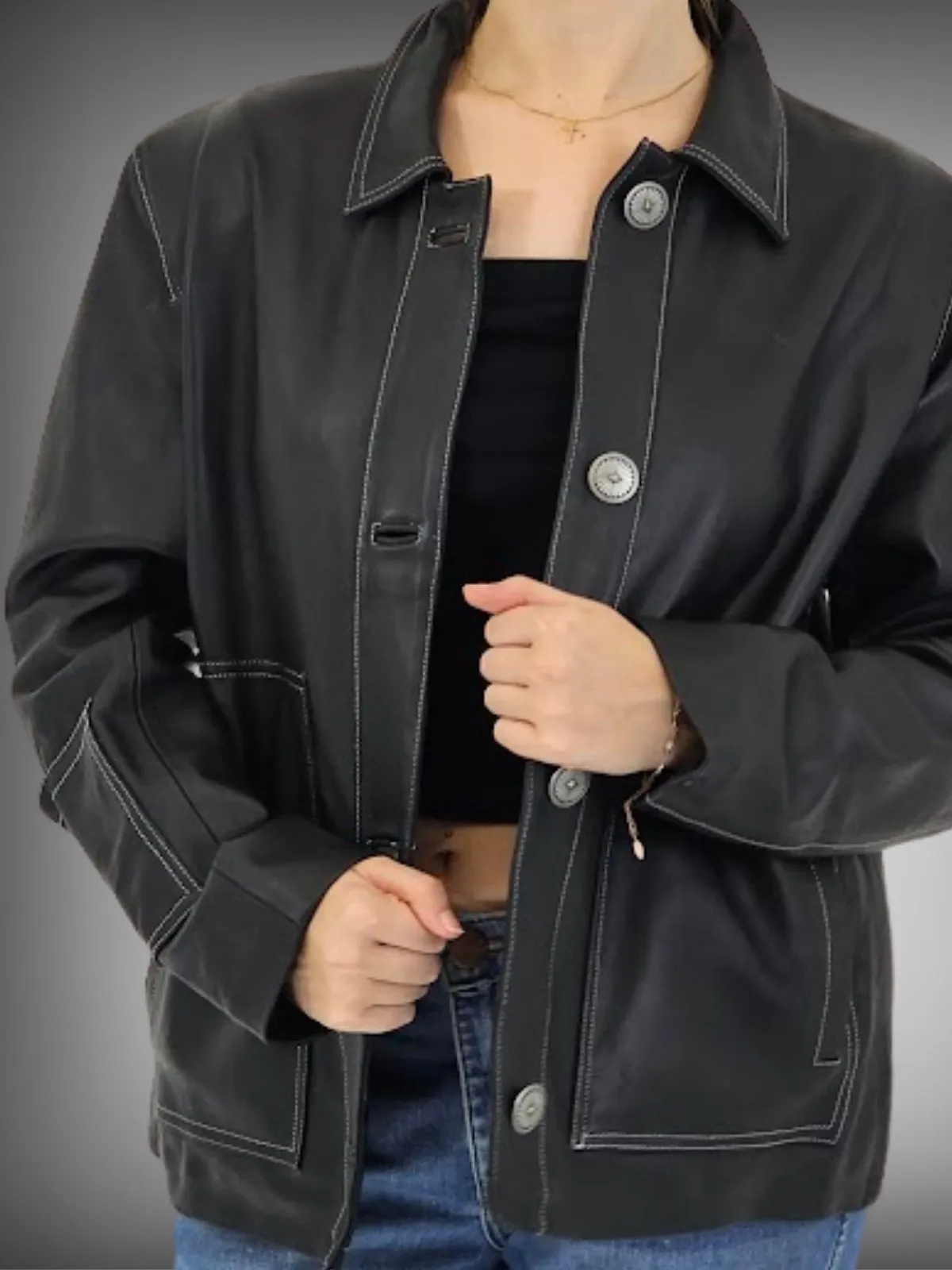 Handcrafted Oversized Sheepskin Leather Trucker Jacket – Stylish & Timeless
