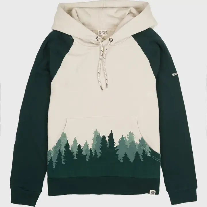 Happy Earth Fading Forest Organic Hoodie | Green/Beige