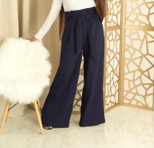 high waist pleats modest trousers