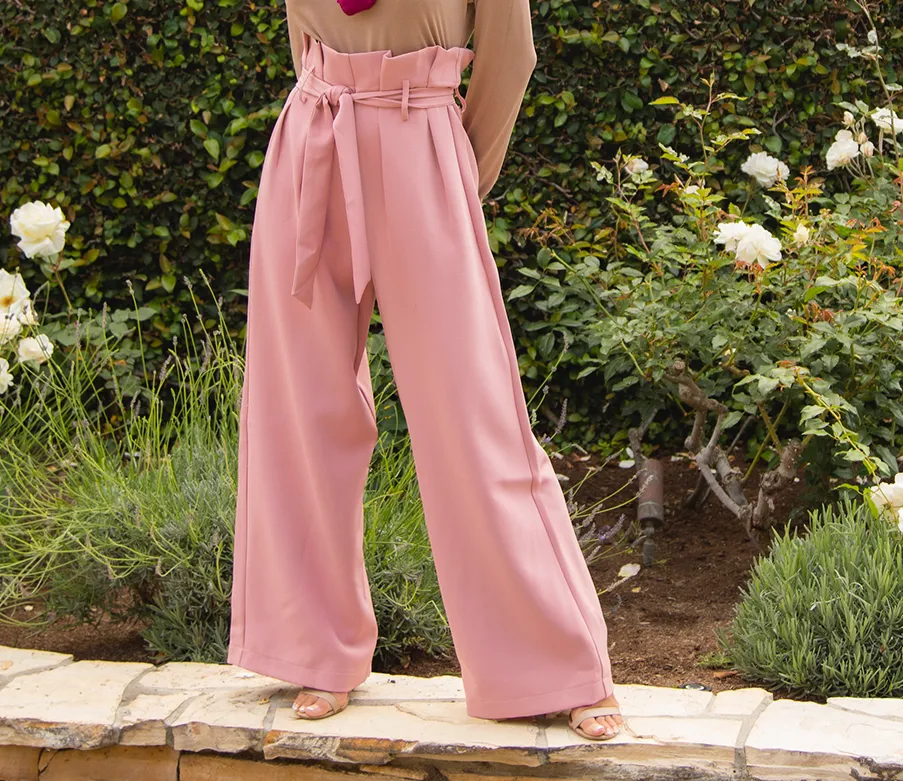 high waist pleats modest trousers