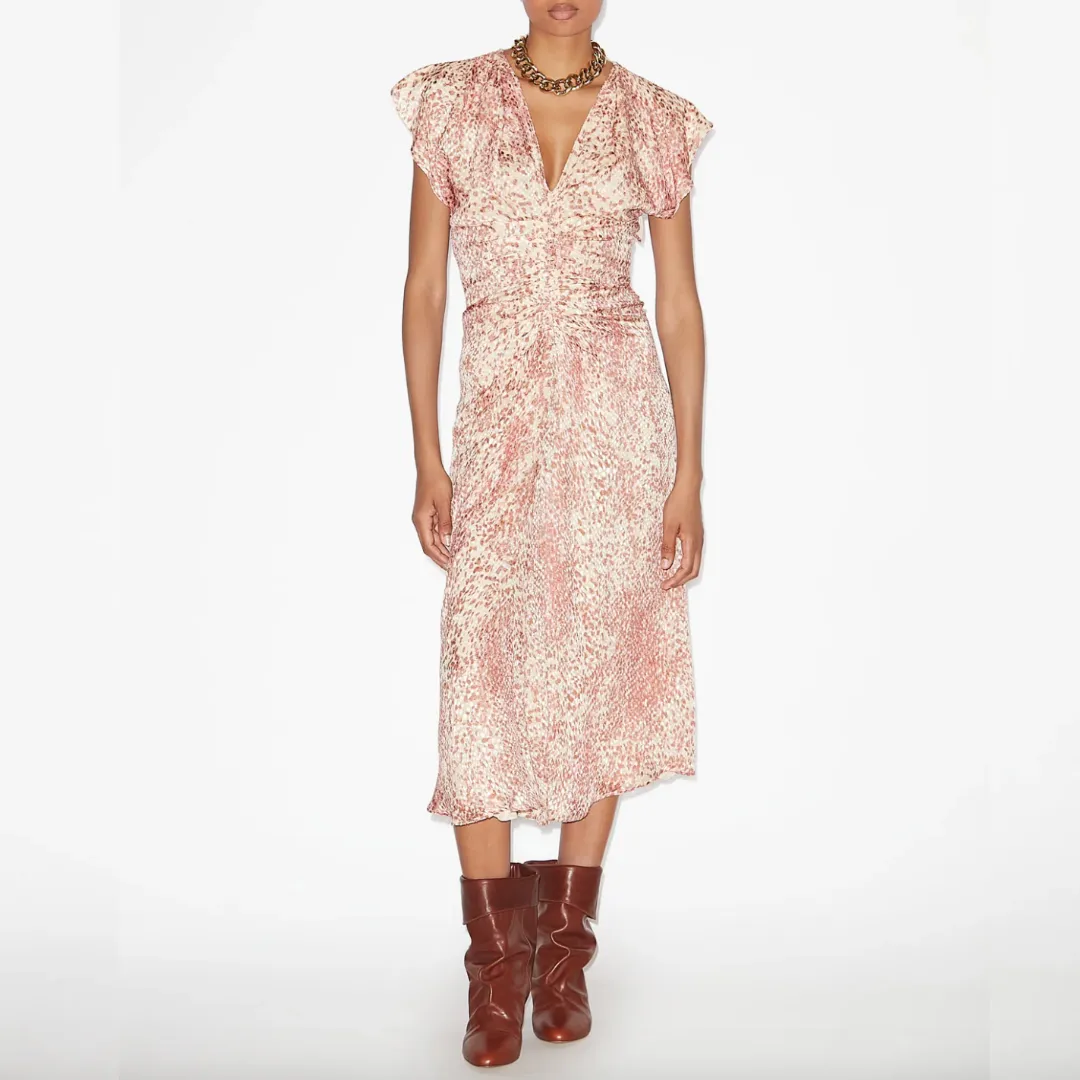Isabel Marant Lyndsay Dress - Light Red/Ecru
