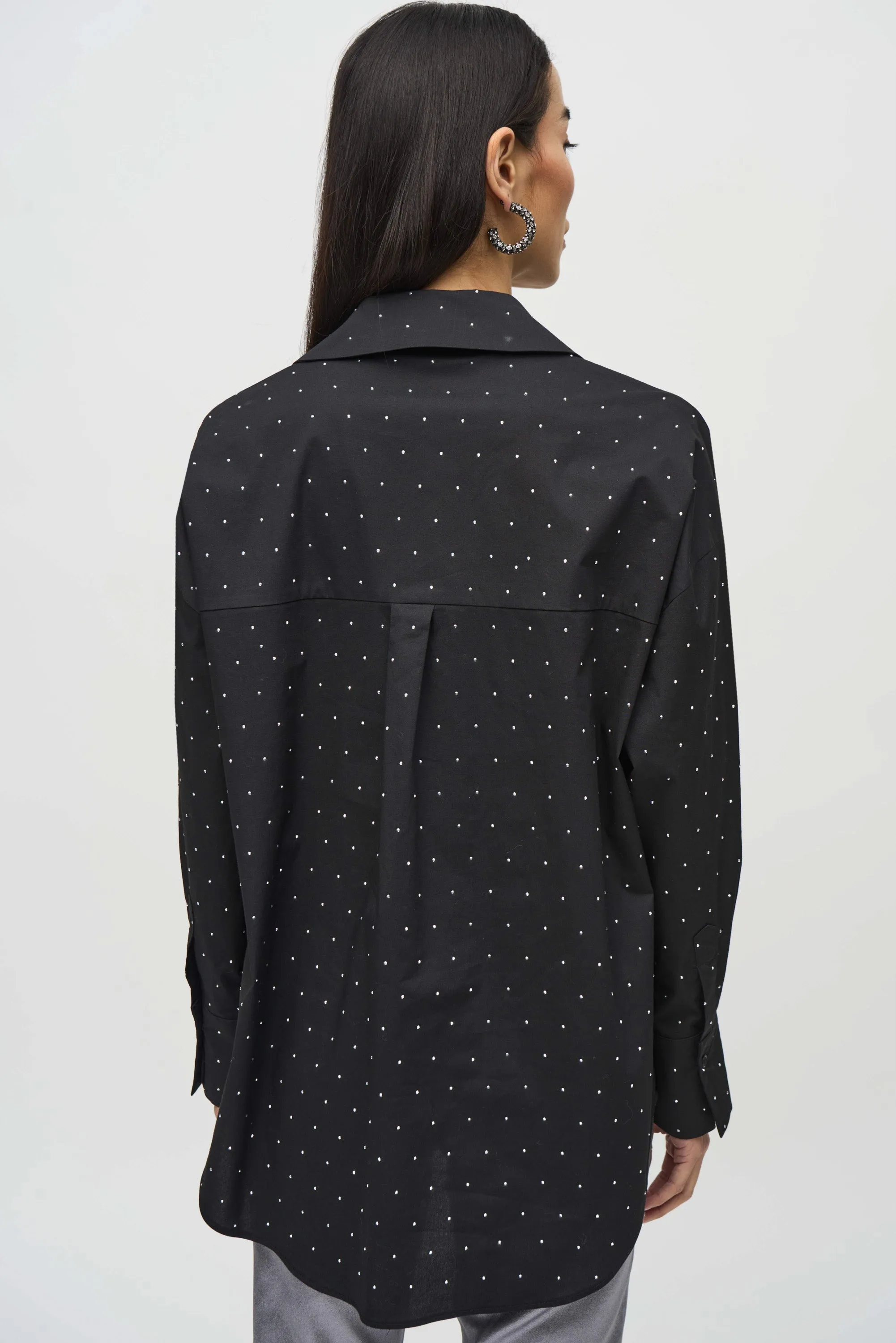 Joseph Ribkoff Top - Shirt Style Bling - Black