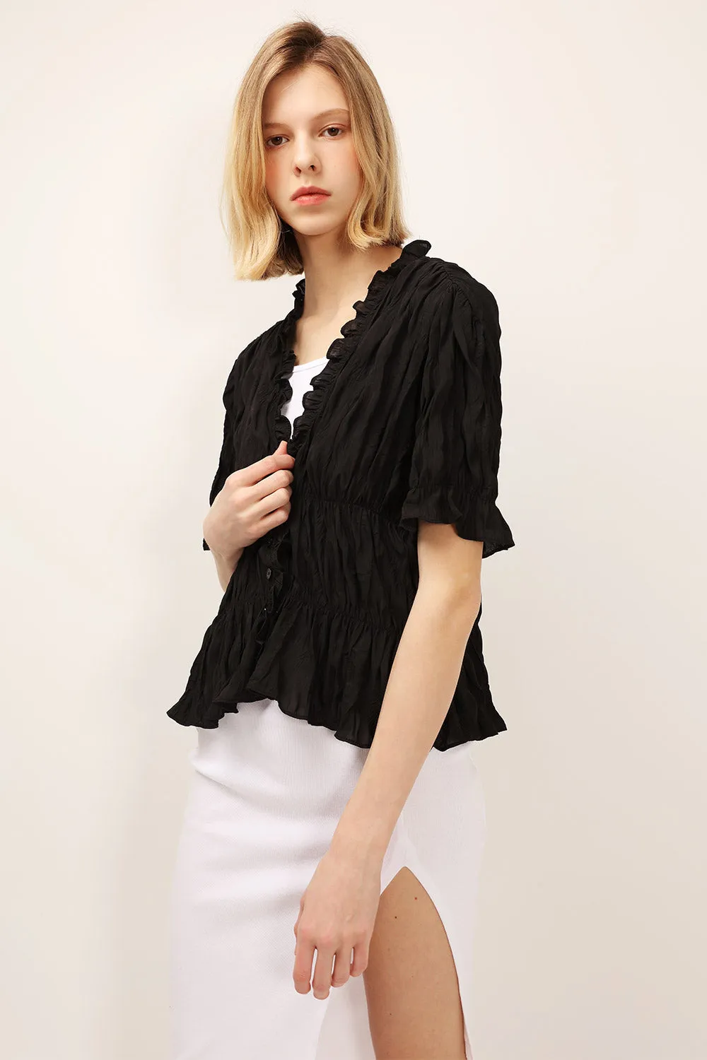 Journey Crinkled Plunge Blouse