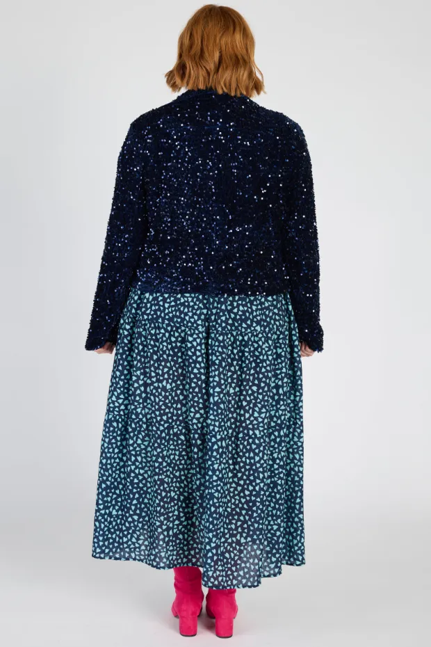 Kaitlin Navy Sequins Biker Jacket
