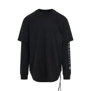 Layered Long Sleeve T-Shirt in Black