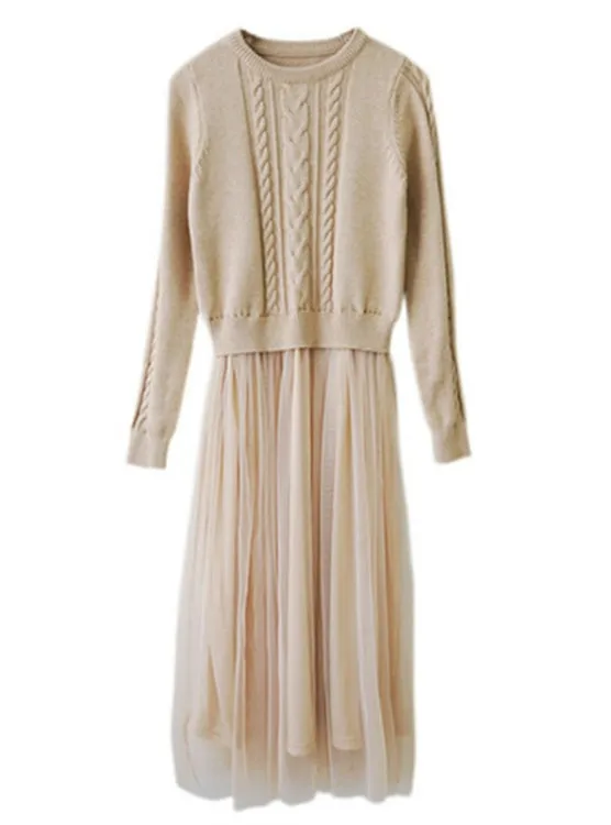 Long Sleeve Long Knitted Sweater Dresses