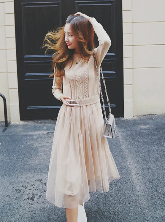 Long Sleeve Long Knitted Sweater Dresses