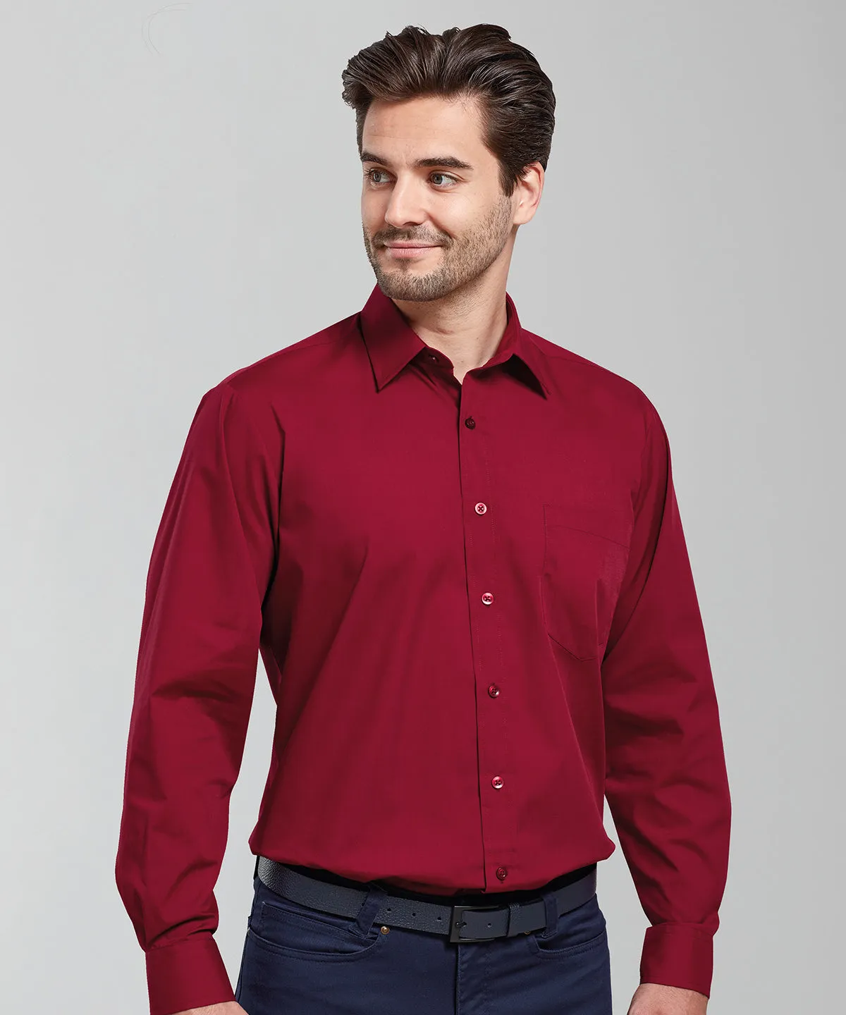 Long sleeve poplin shirt | Khaki