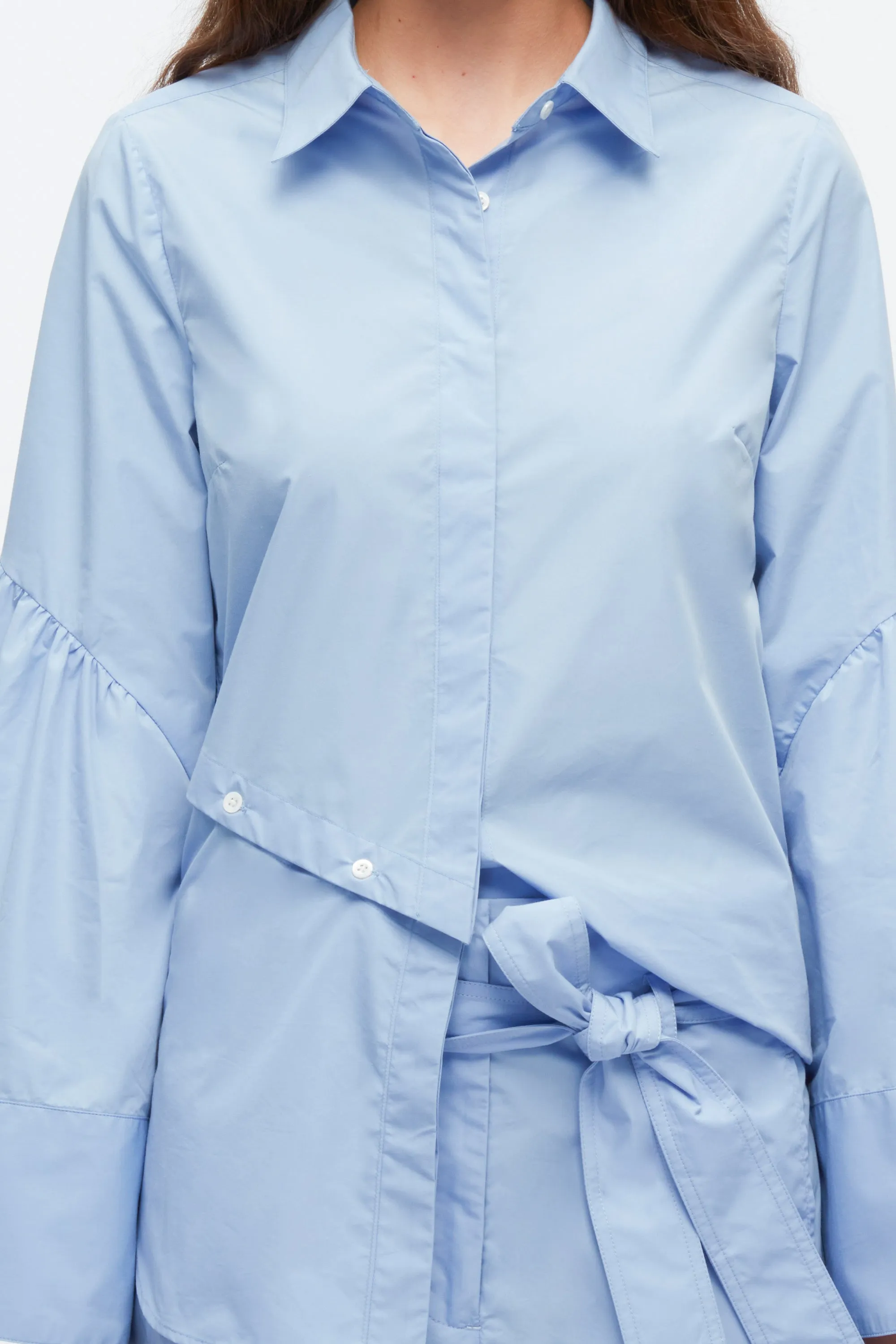 Long Sleeve Shirt with Asymmetric Button Panel