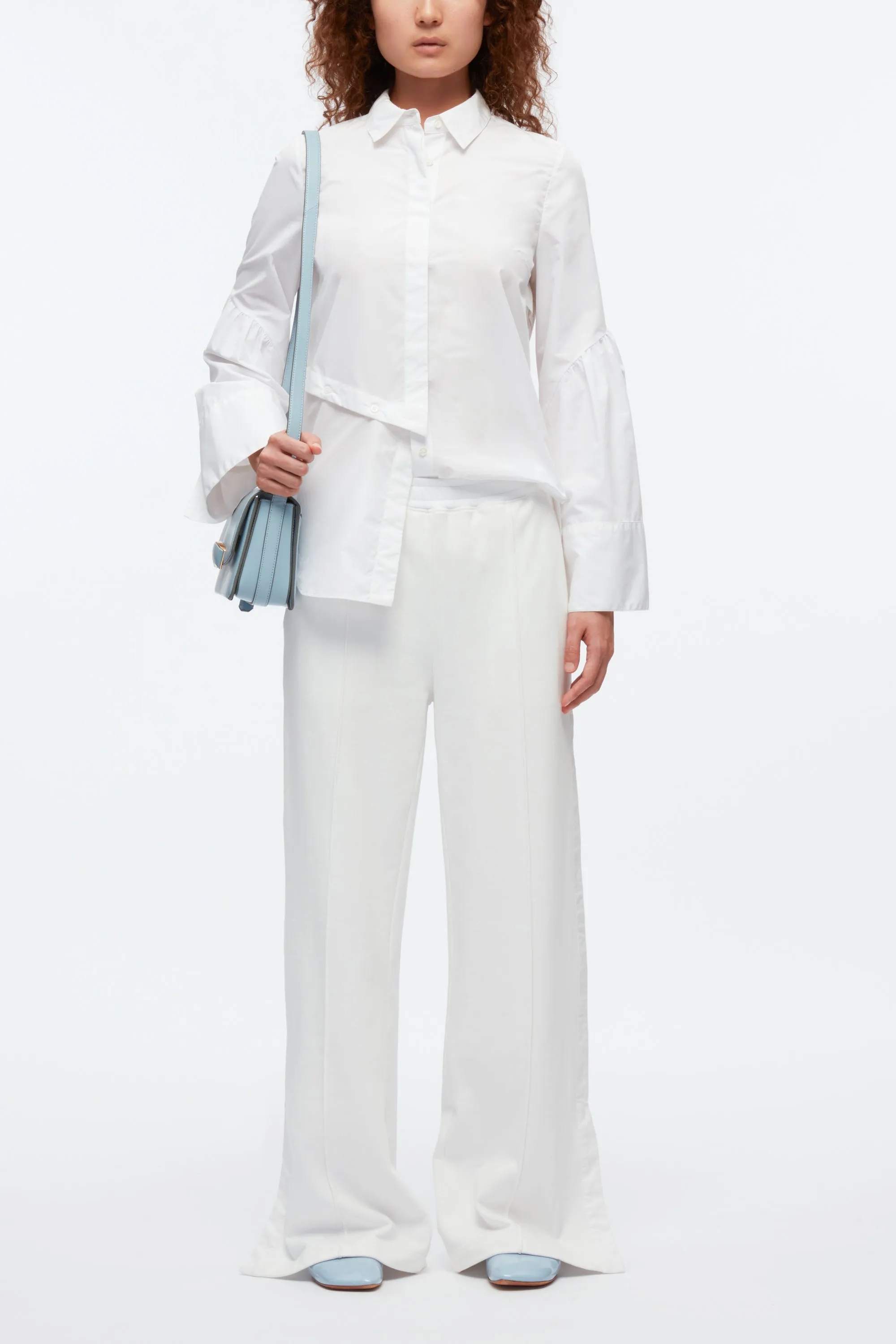Long Sleeve Shirt with Asymmetric Button Panel