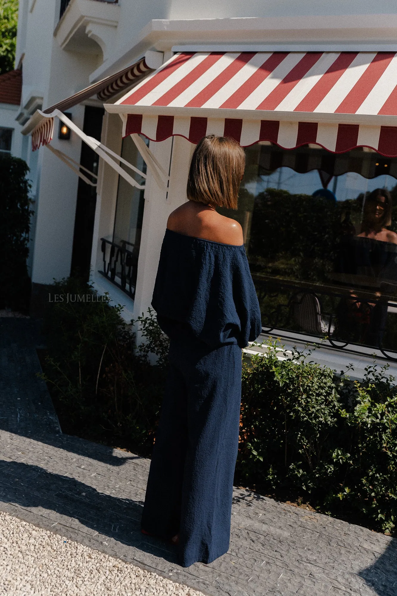 Mabel off shoulder blouse navy