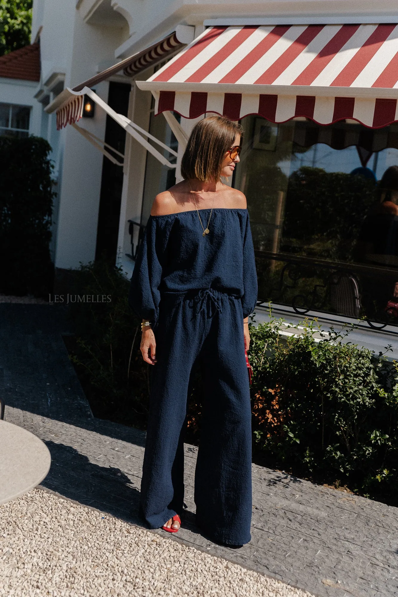 Mabel off shoulder blouse navy
