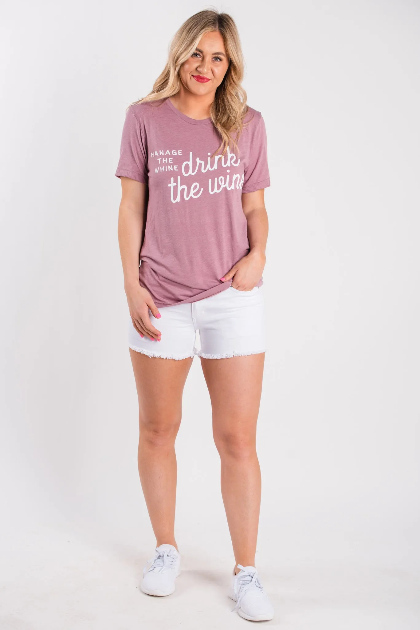 Manage the whine, drink the wine unisex short sleeve t-shirt orchid