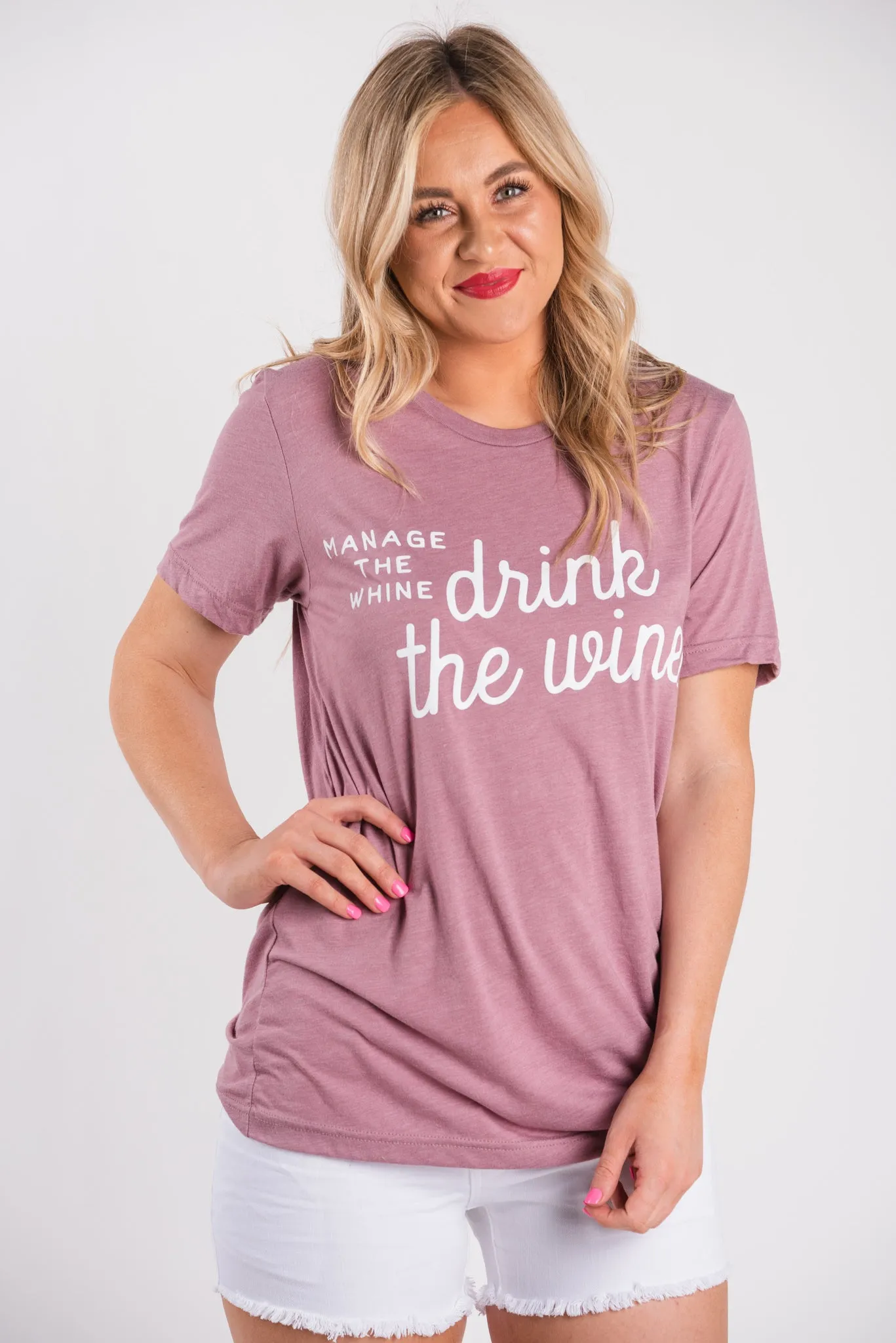 Manage the whine, drink the wine unisex short sleeve t-shirt orchid