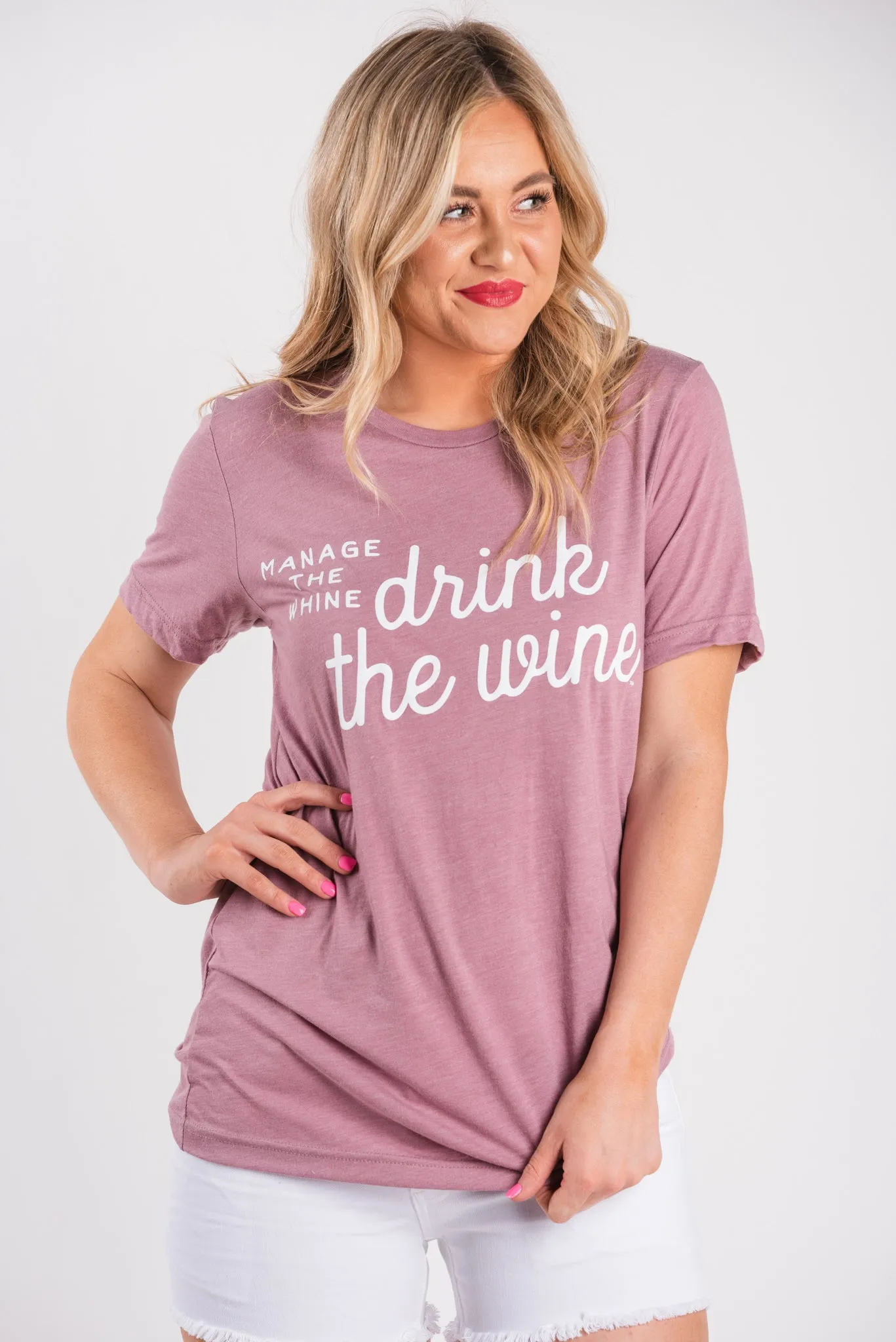 Manage the whine, drink the wine unisex short sleeve t-shirt orchid