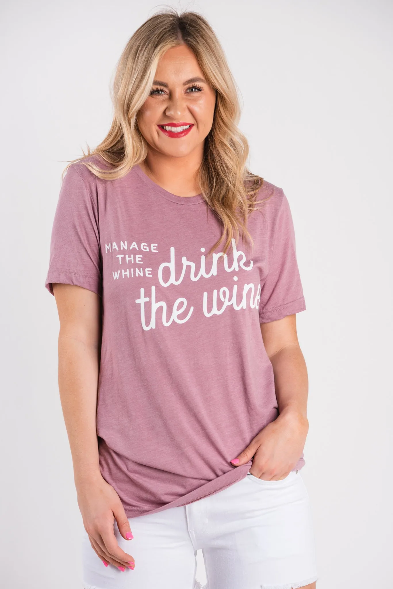 Manage the whine, drink the wine unisex short sleeve t-shirt orchid