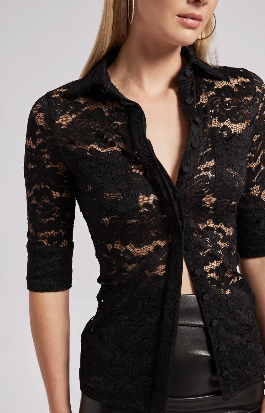 Meri Lace Shirt - Black