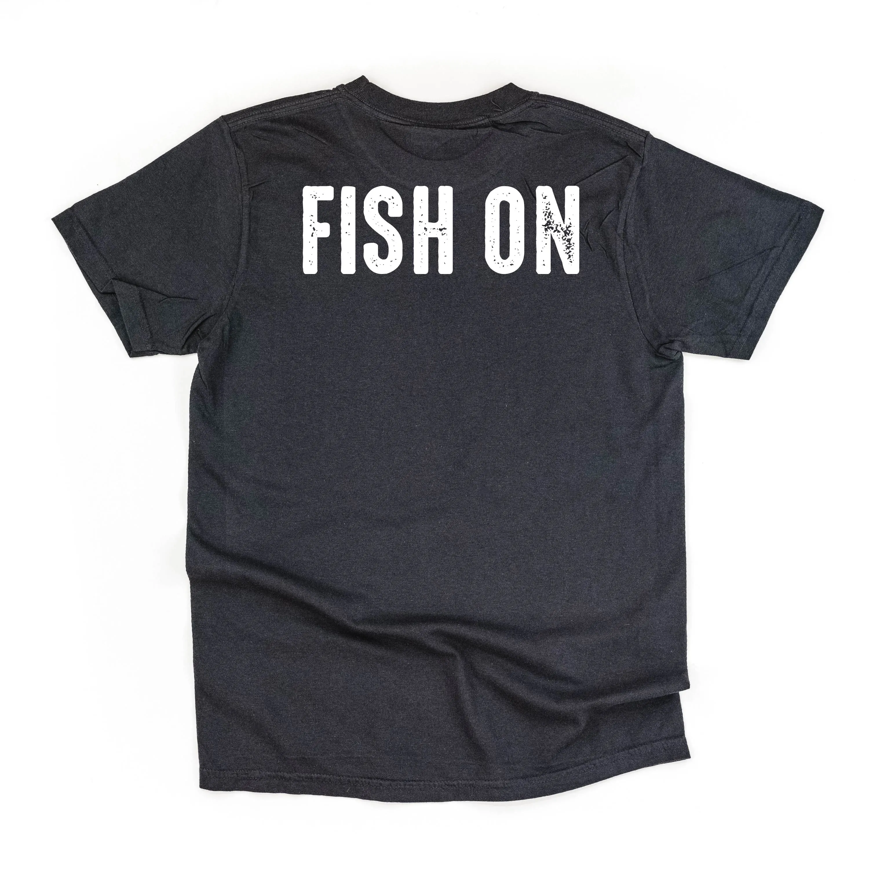 Mountain Fish & Pole Pocket Design on Front w/ FISH ON on Back - SHORT SLEEVE COMFORT COLORS TEE