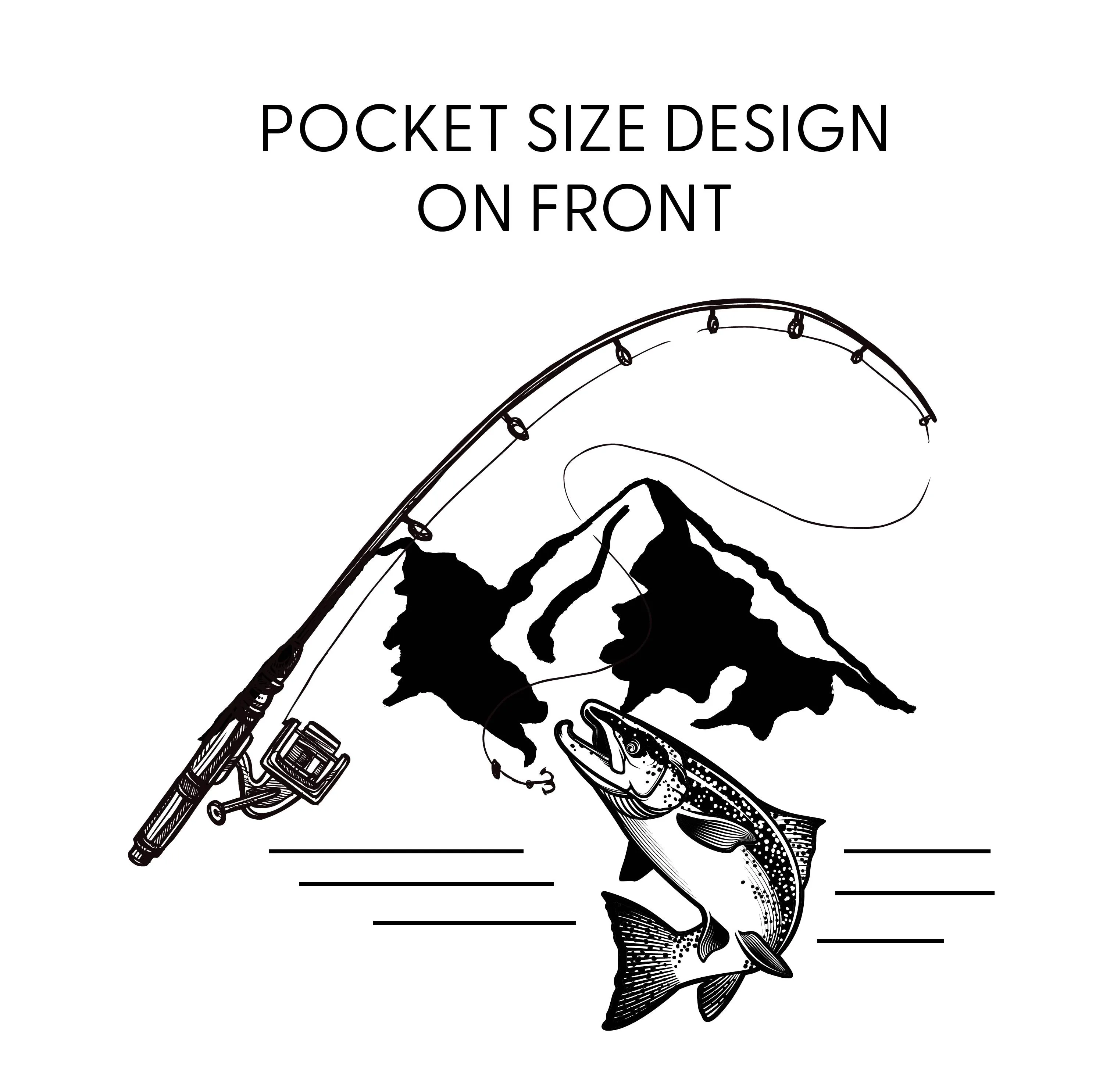 Mountain Fish & Pole Pocket Design on Front w/ FISH ON on Back - SHORT SLEEVE COMFORT COLORS TEE