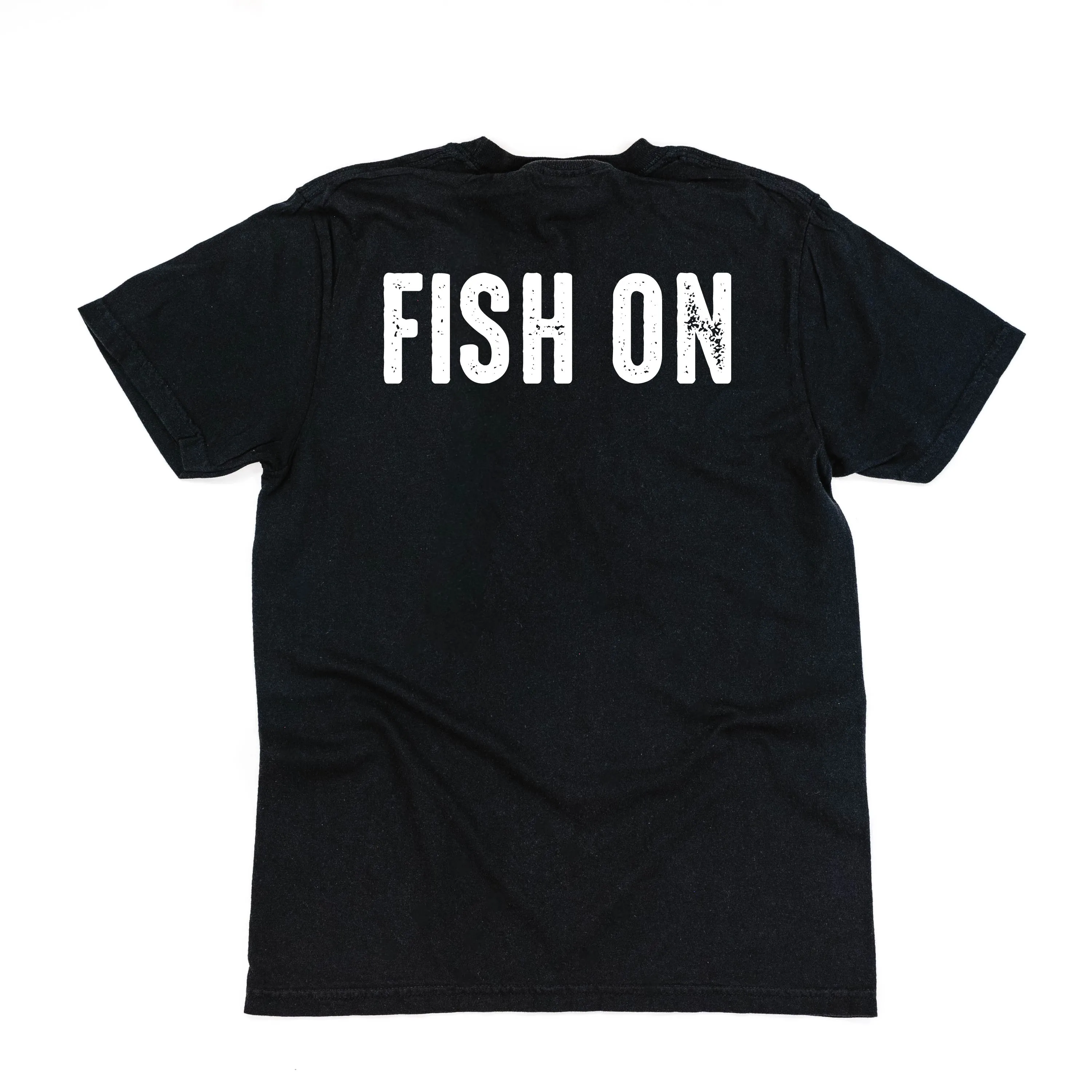 Mountain Fish & Pole Pocket Design on Front w/ FISH ON on Back - SHORT SLEEVE COMFORT COLORS TEE