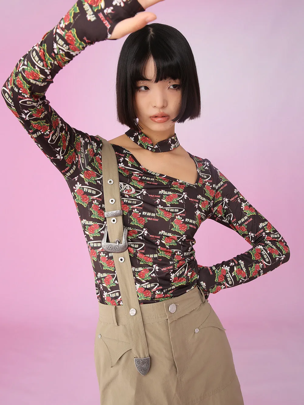 MUKZIN Long Classic Khaki Loose All-match Suspender Skirts