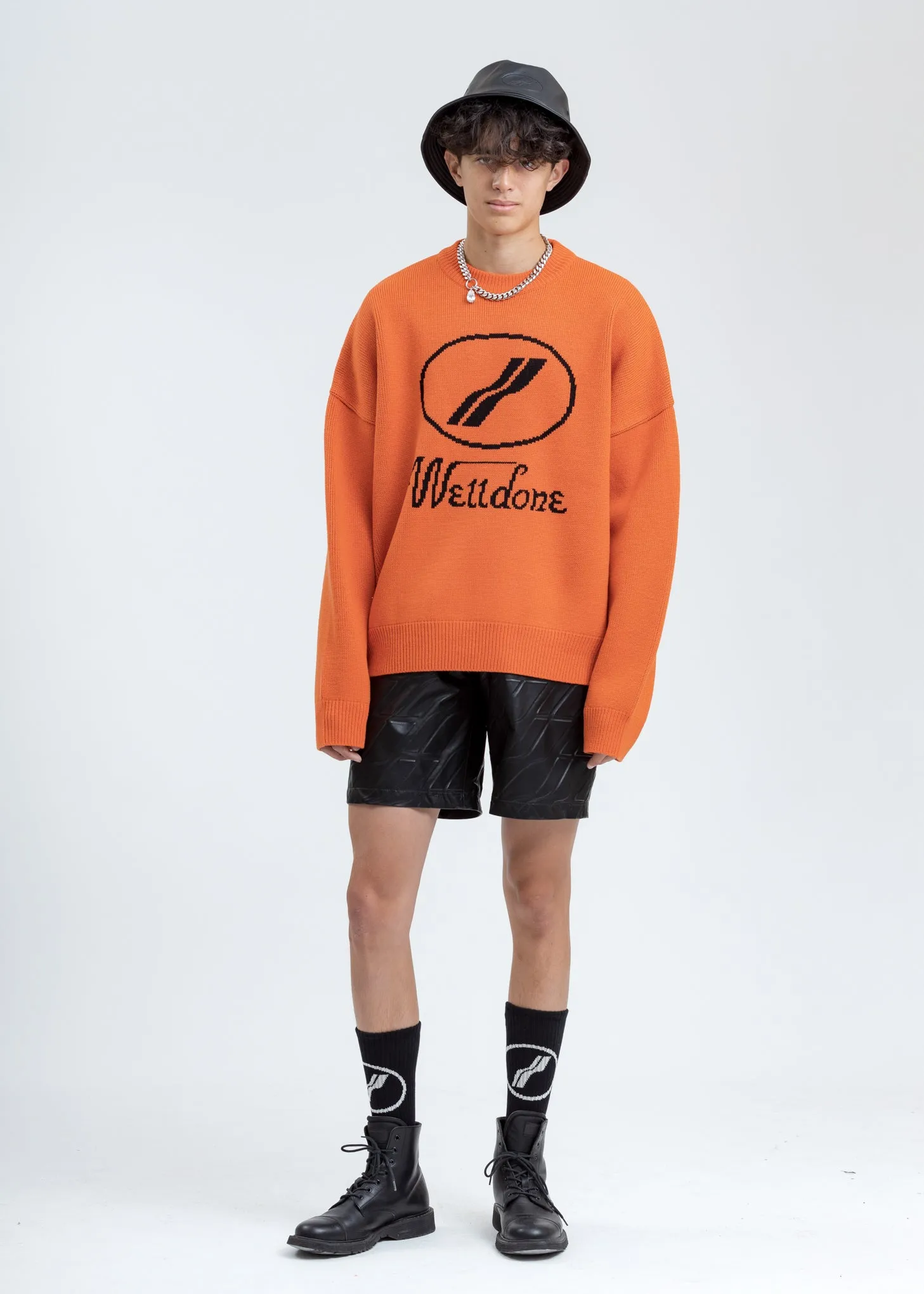 Orange WE11DONE Jacquard Sweater