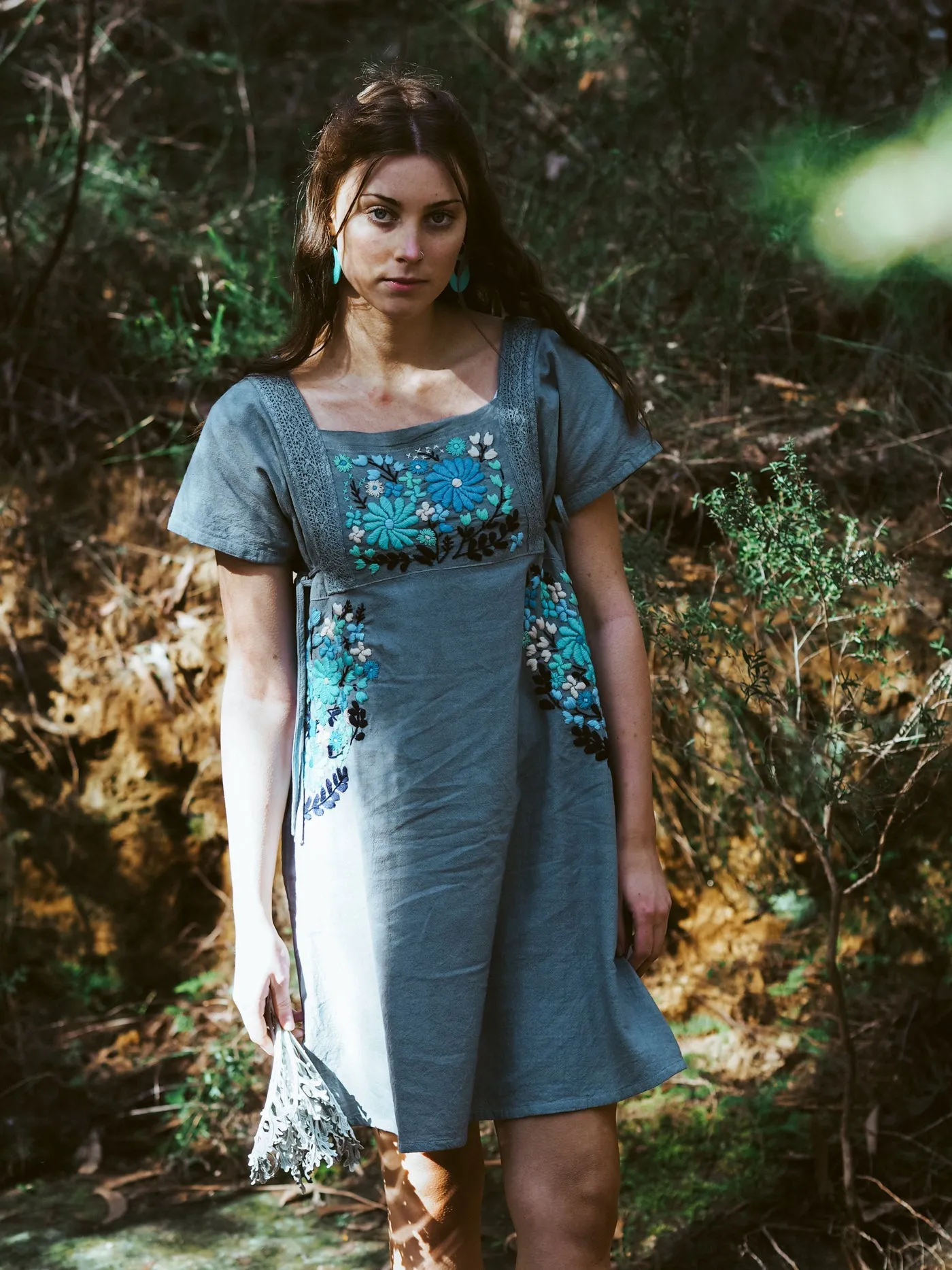 Pinafore Pocket Dress Light Blue