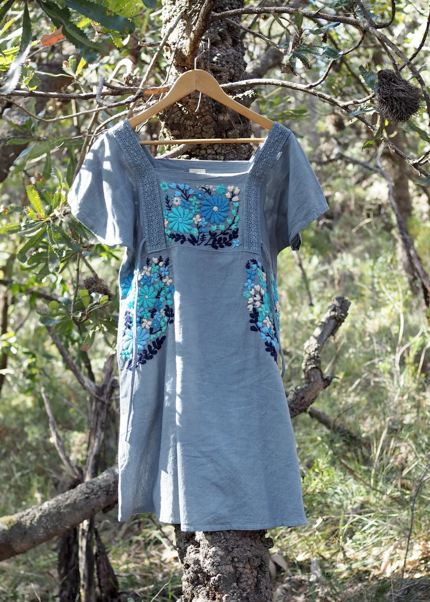 Pinafore Pocket Dress Light Blue