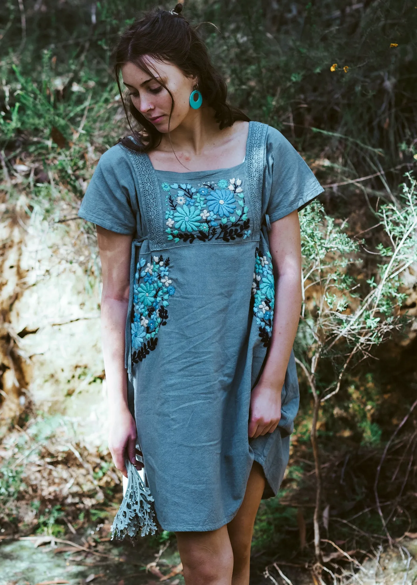Pinafore Pocket Dress Light Blue