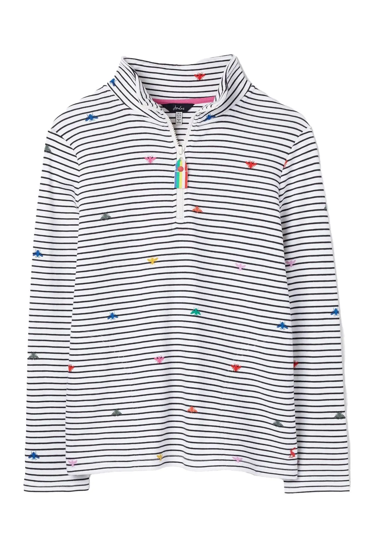 Pip Print Casual Half Zip Sweatshirt - Rainbow Bees Stripe