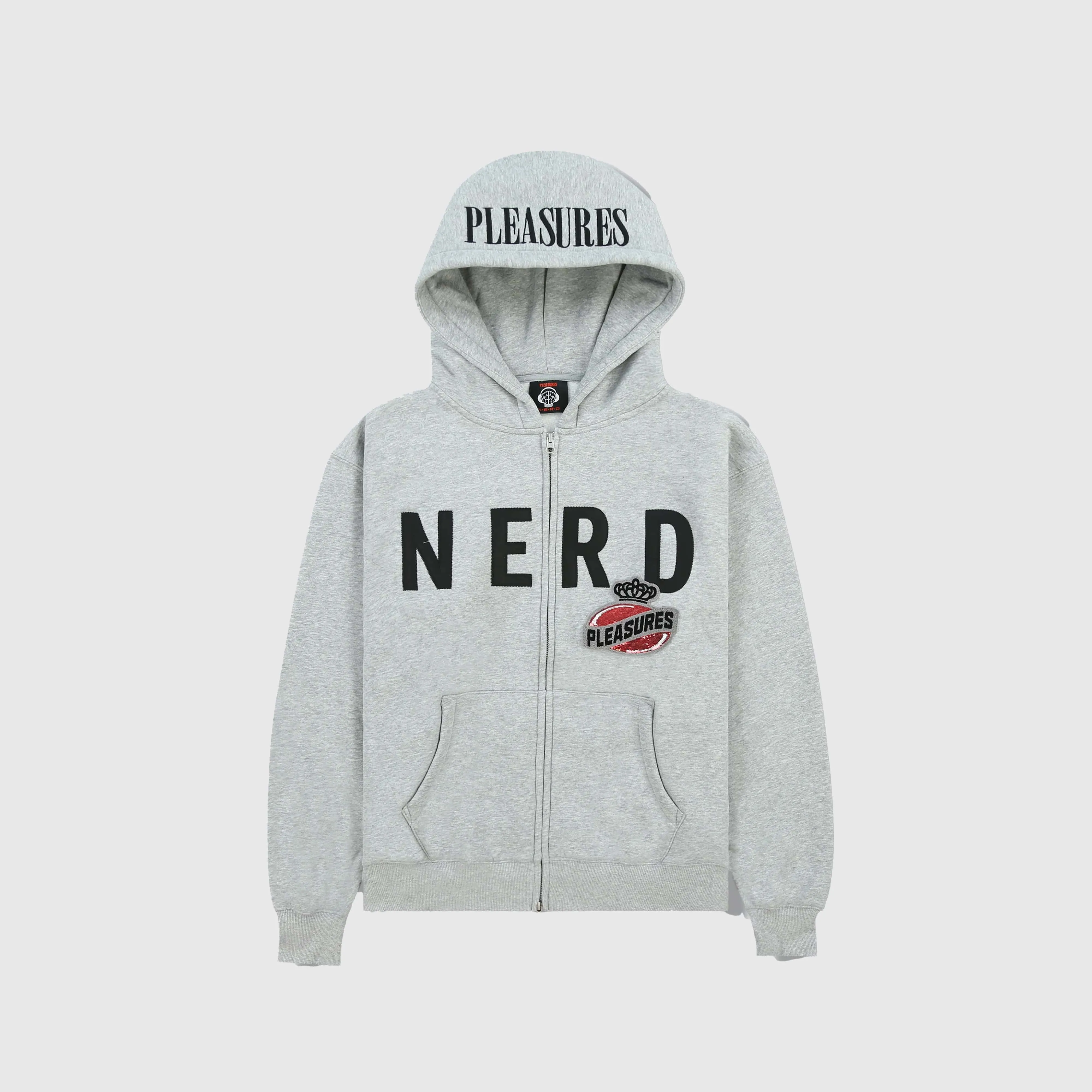 Pleasures NERD Zip Up Hoodie - Heather Grey