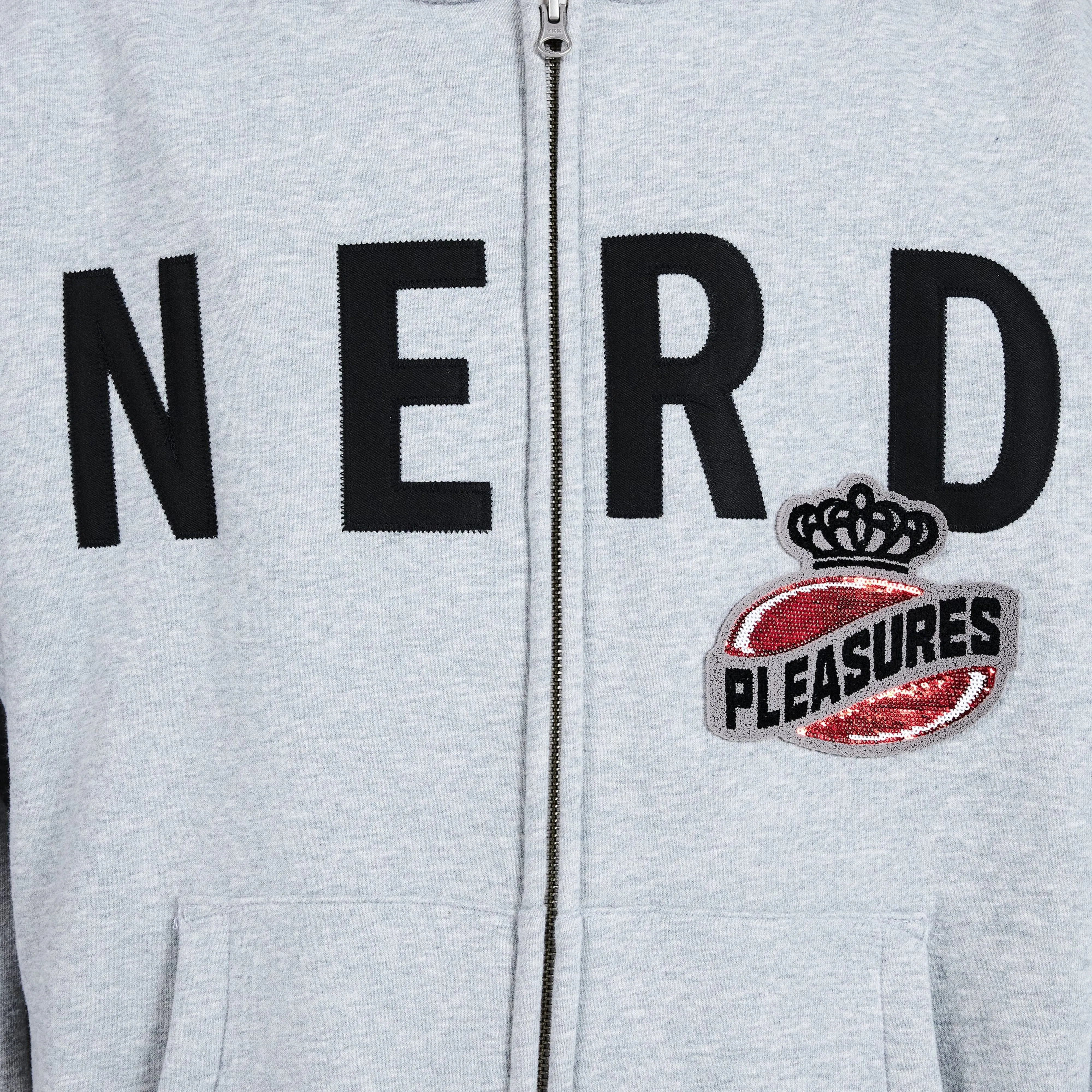 Pleasures NERD Zip Up Hoodie - Heather Grey