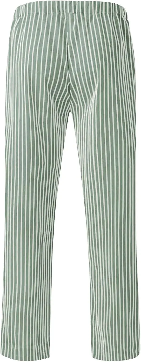 Plus Size Linen Pants for Women's Summer Casual Stripe Drawstring High Waisted Trouser Loose Vacation Lounge Trousers