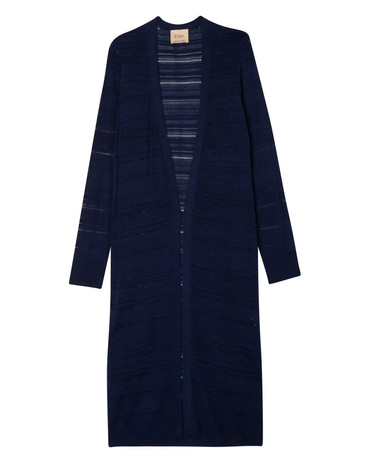 Pointelle Texture Stitch Long Cardigan