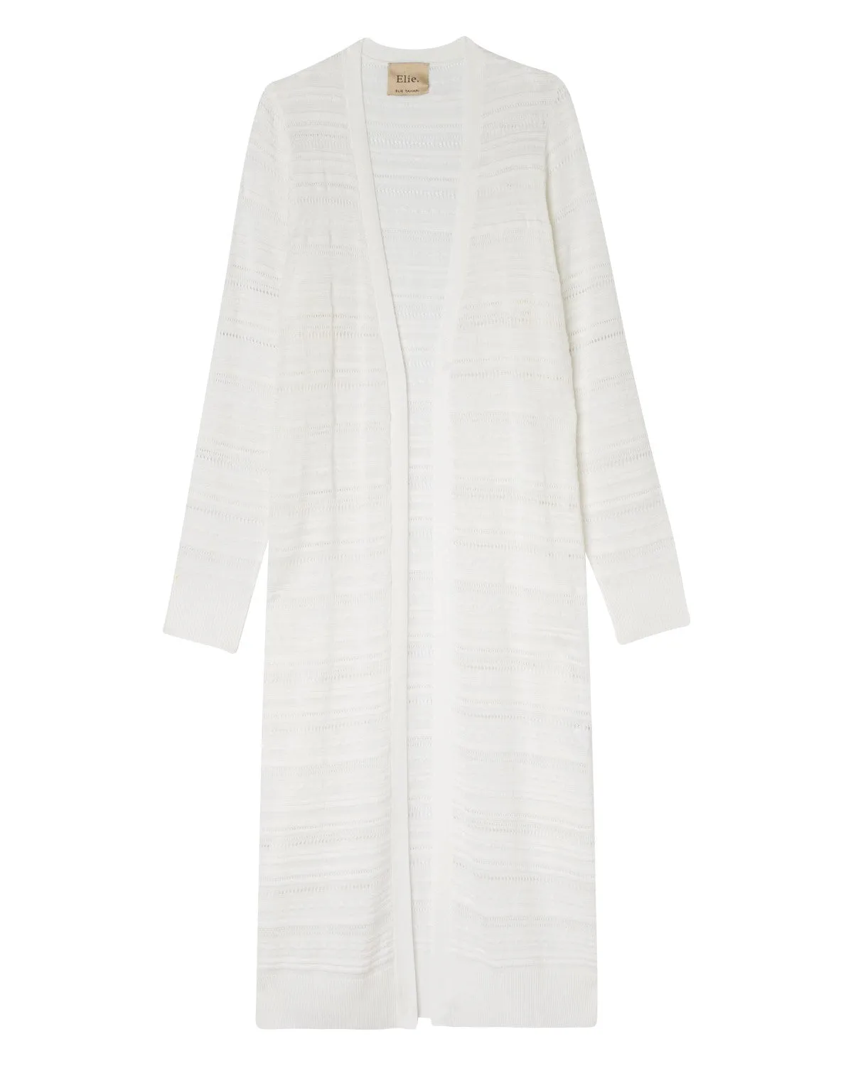 Pointelle Texture Stitch Long Cardigan