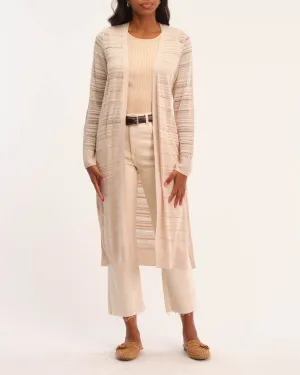 Pointelle Texture Stitch Long Cardigan