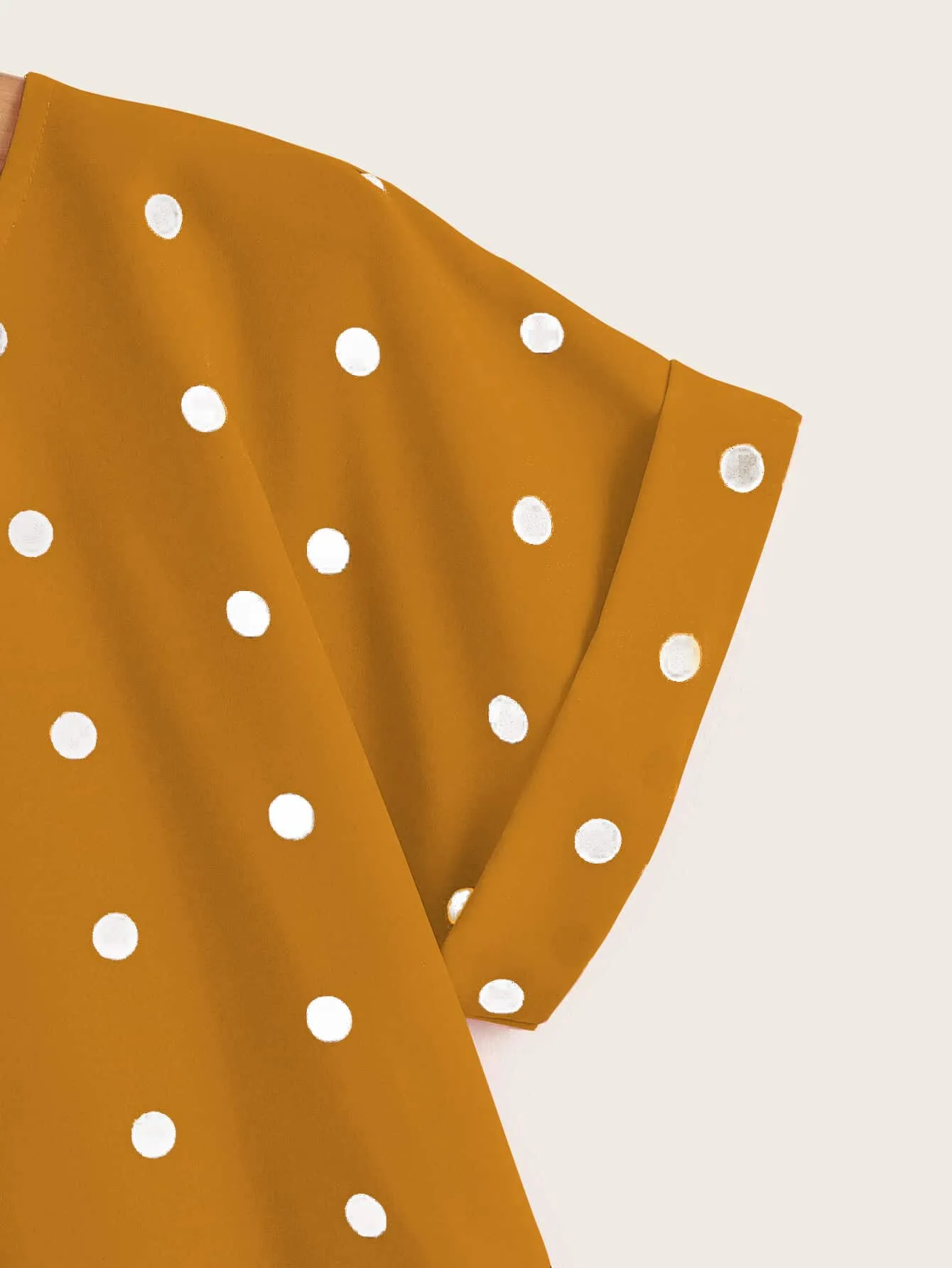 Polka Dot High Low Short Sleeve Round Neck Regular Plus Size Blouse