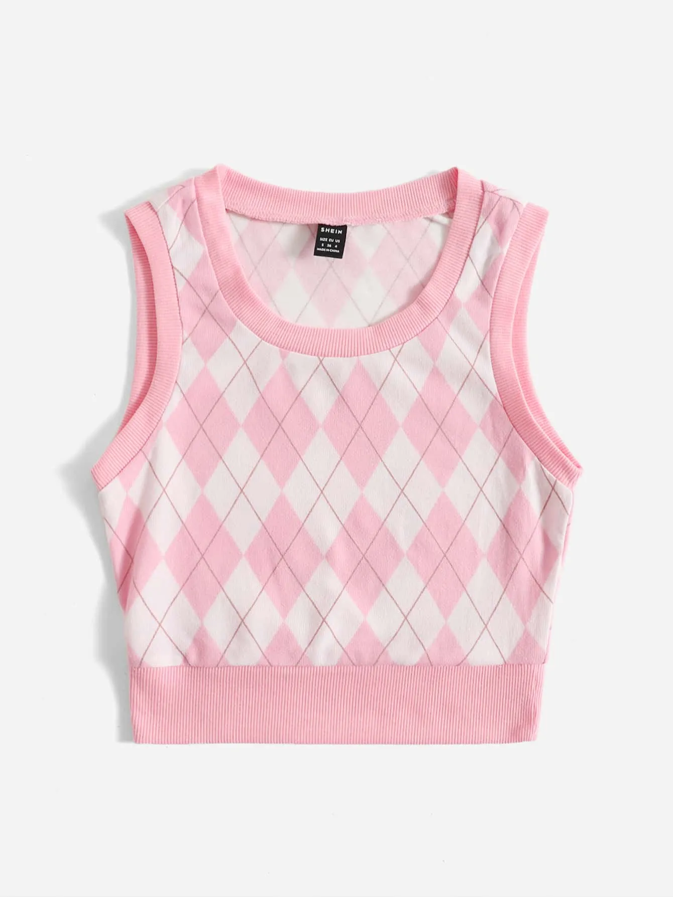 Qutie Argyle Print Tank Top