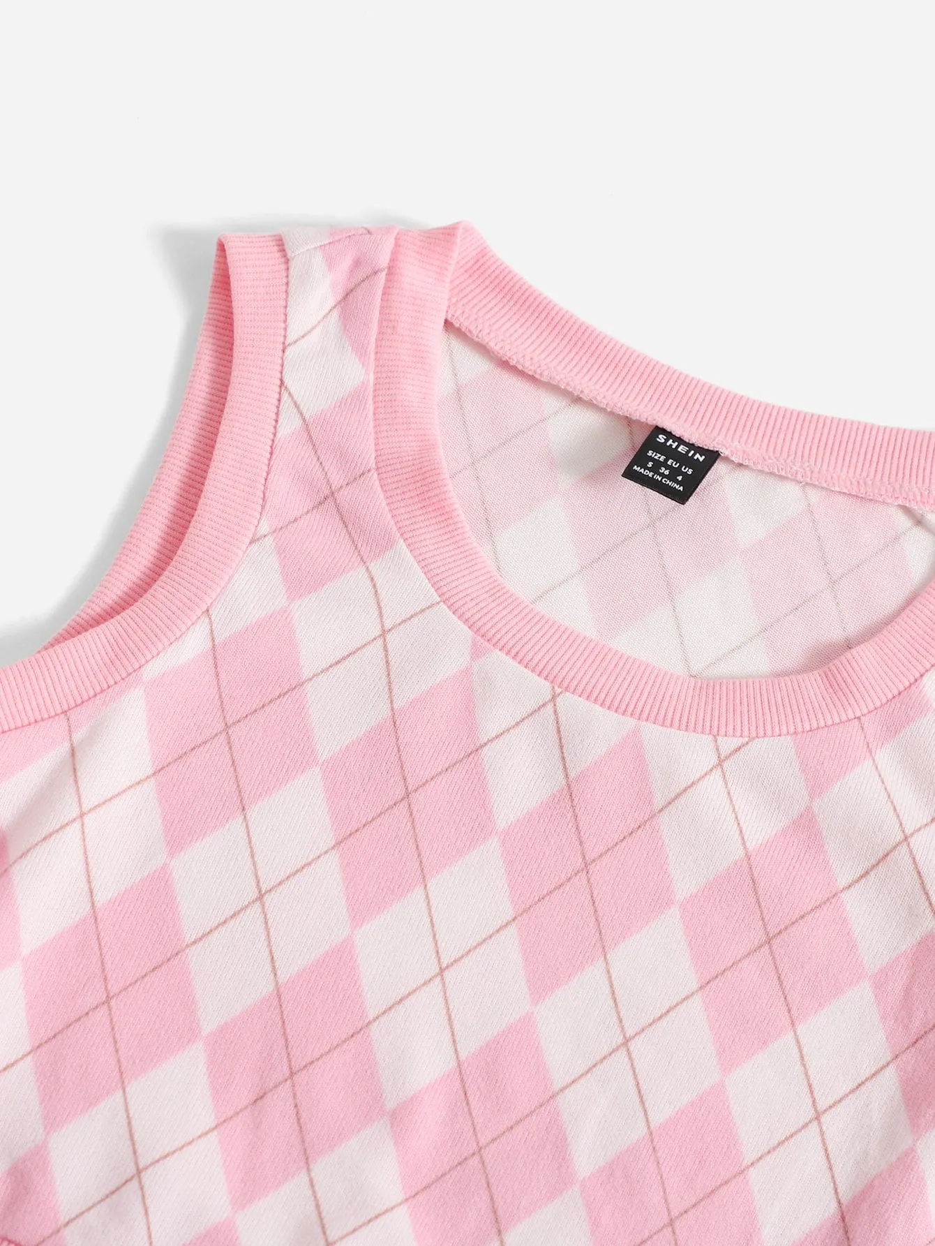Qutie Argyle Print Tank Top
