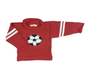 Red Soccer Roll Neck Sweater