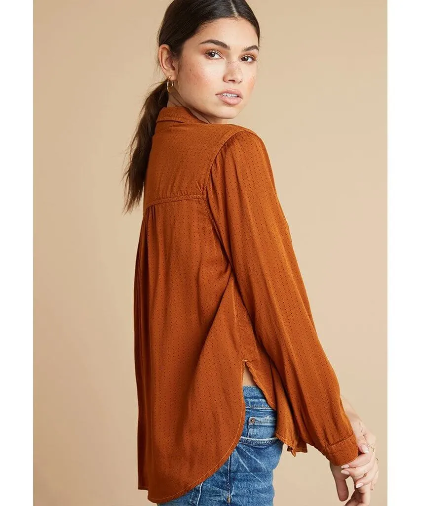 Rounded Hem Pocket Button Down Amber