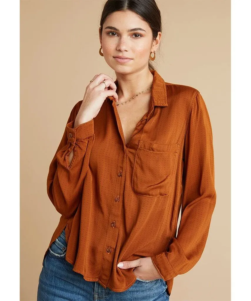 Rounded Hem Pocket Button Down Amber
