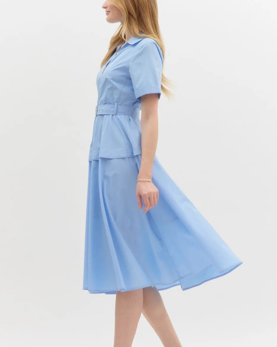 Short Sleeve Midi Dress - Blue