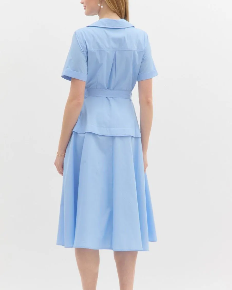 Short Sleeve Midi Dress - Blue